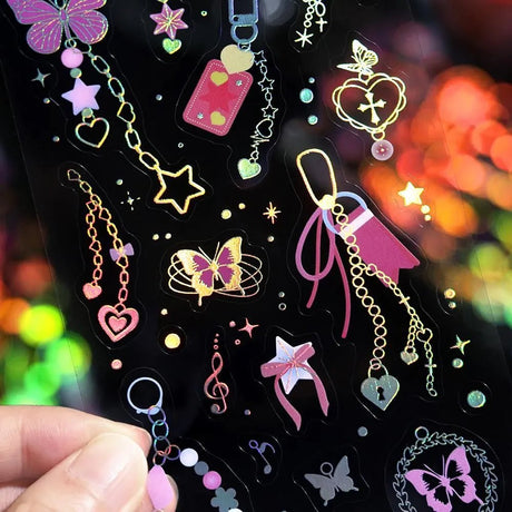 Clear stickers IRIDE 3-pack - Glitter Charm - 2 - BGM - Tidformera