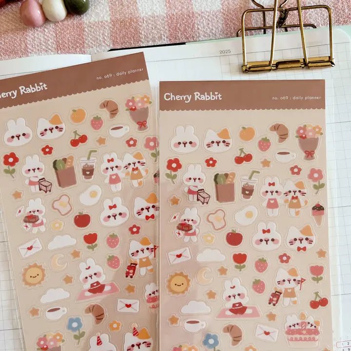 Clear Stickers No. 069 Daily planner - 2 - Cherry Rabbit - Tidformera