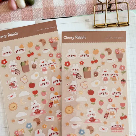 Clear Stickers No. 069 Daily planner - 2 - Cherry Rabbit - Tidformera