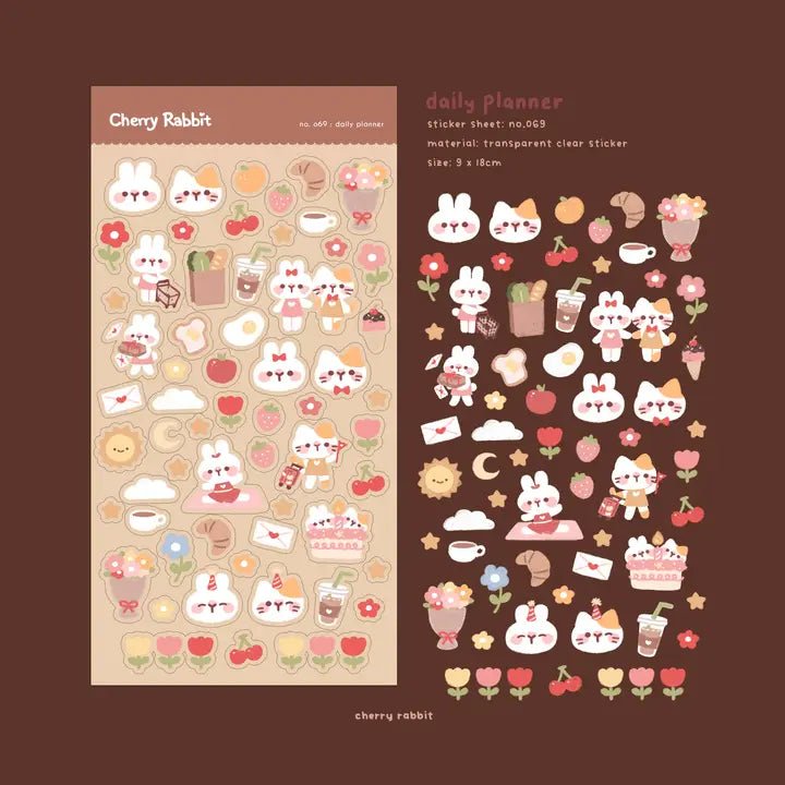 Clear Stickers No. 069 Daily planner - 5 - Cherry Rabbit - Tidformera