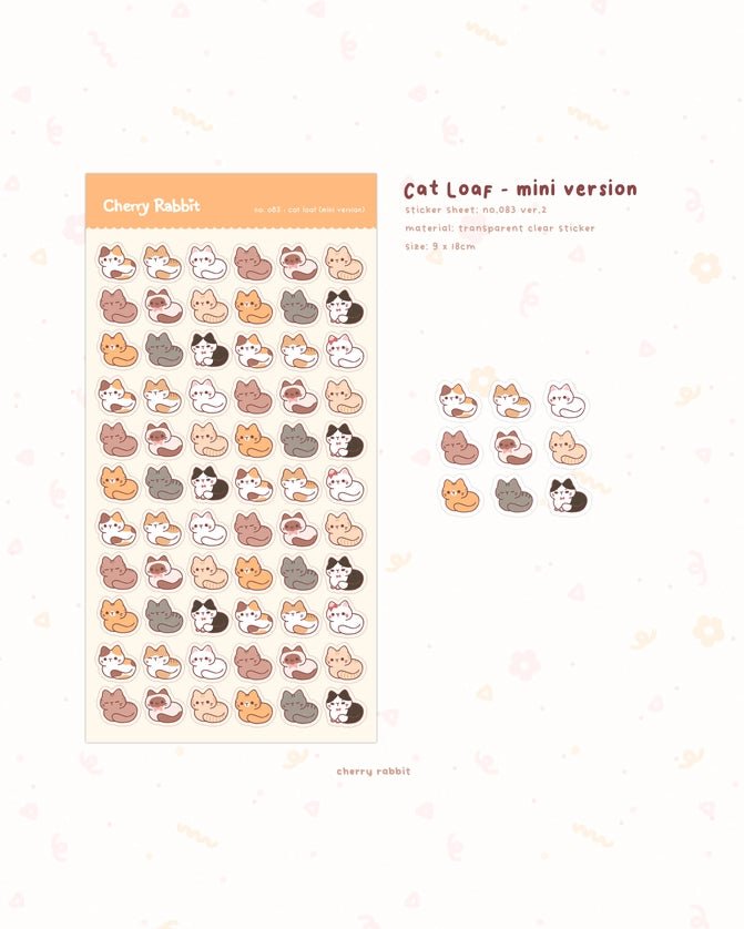 Clear Stickers No. 083 Cat Loafs (Mini Version) - 3 - Cherry Rabbit - Tidformera