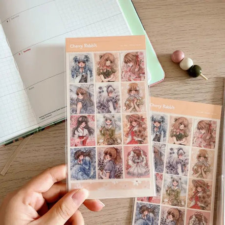 Clear Stickers no. 096 Flower series - 1 - Cherry Rabbit - Tidformera