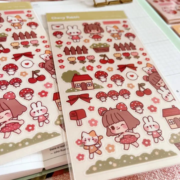 Clear Stickers No. 099 Little Friends - 2 - Cherry Rabbit - Tidformera