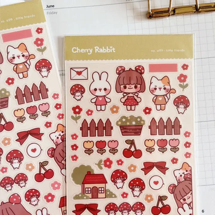Clear Stickers No. 099 Little Friends - 3 - Cherry Rabbit - Tidformera