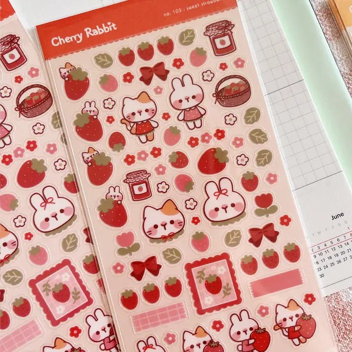 Clear Stickers No. 103 Sweet Strawberry - 5 - Cherry Rabbit - Tidformera