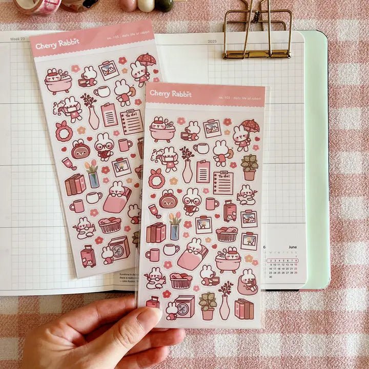 Clear Stickers No. 105 Daily life of rabbit - 4 - Cherry Rabbit - Tidformera