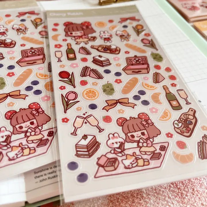Clear Stickers No. 108 A lovely picnic - 5 - Cherry Rabbit - Tidformera