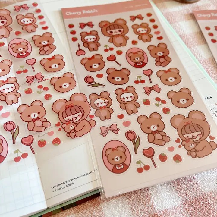 Clear Stickers No. 109 Teddy bear - 2 - Cherry Rabbit - Tidformera