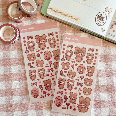 Clear Stickers No. 109 Teddy bear - 4 - Cherry Rabbit - Tidformera