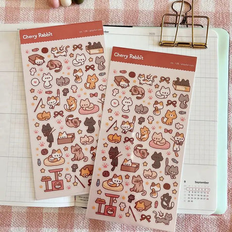 Clear Stickers No. 128 Playful cats - 1 - Cherry Rabbit - Tidformera