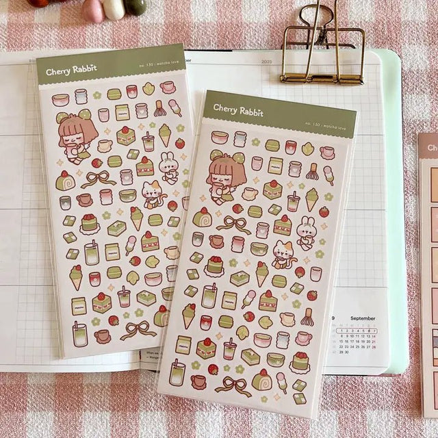 Clear Stickers No. 130 Matcha love - 1 - Cherry Rabbit - Tidformera