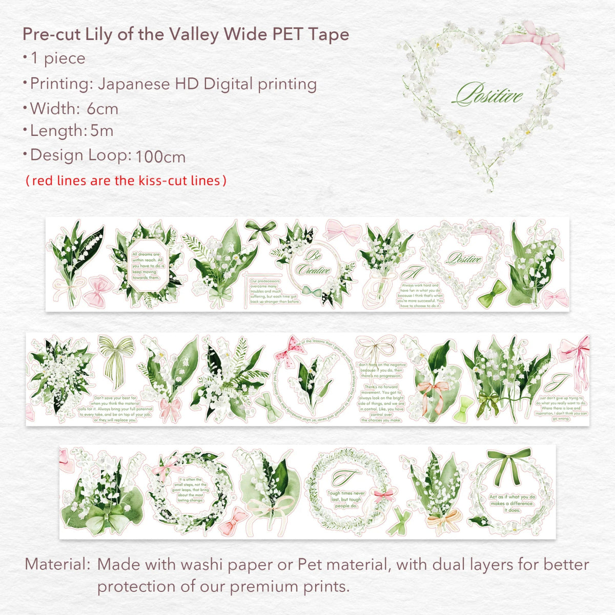 Clear stickers Pre - cut Lily of the Valley - Washi Tape Shop - Tidformera