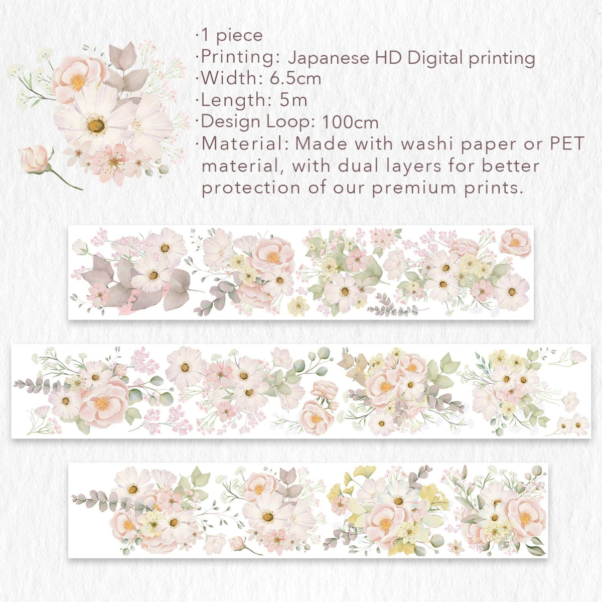 Clear Tape Blush Wide - 65 mm - Iridescent - Washi Tape Shop - Tidformera