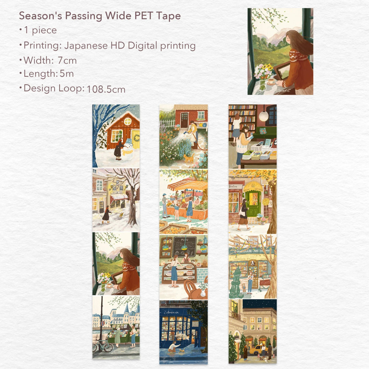 Clear Tape Season's Passing Wide - 70 mm - 7 - Washi Tape Shop - Tidformera