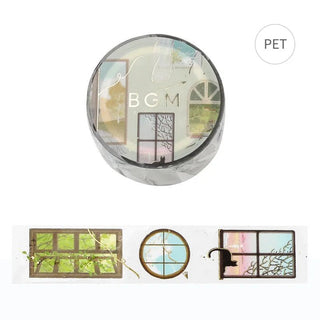 Dekorationstejp med utsikt genom fönster. Clear tape Window scenery från BGM - Tidformera