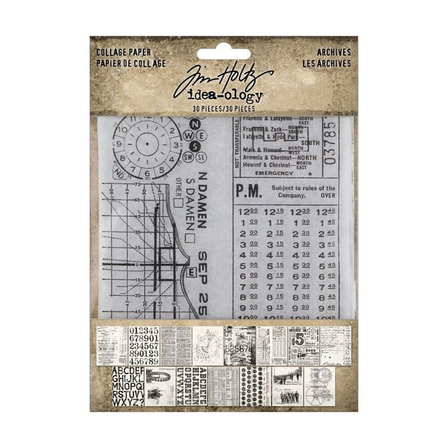 Collage paper - Archives - Ark 30 - pack - 1 - Tim Holtz - Tidformera