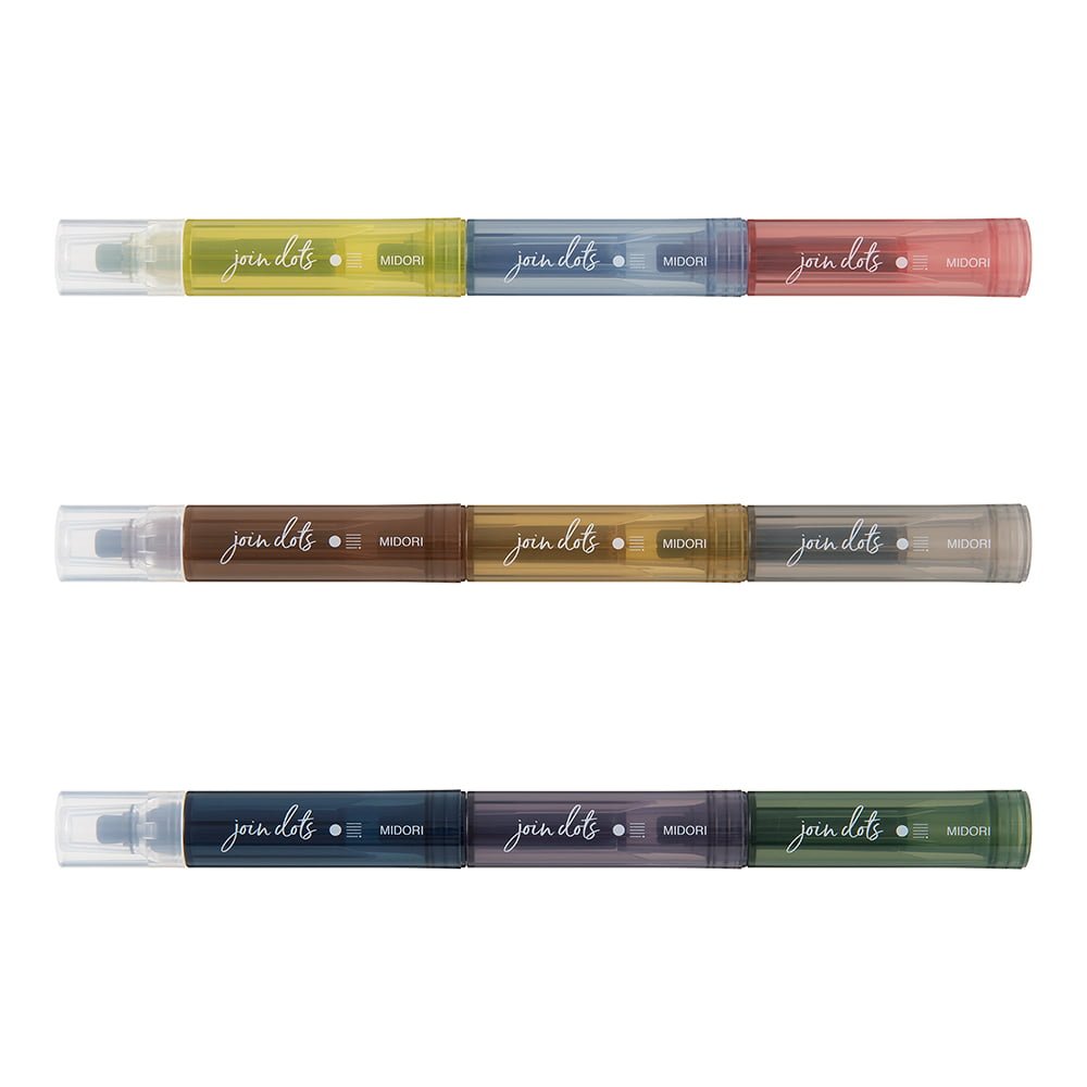 Connecting Pen Join Dots - 3 - pack - Grayish tone - Midori - Tidformera