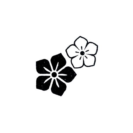 Craft Rubber Stamp Hanko - 20 x 20 - Flowers - 1 - Shachihata - Tidformera