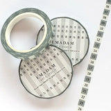 Washi Tape - Month Numbers 5 mm - Grey