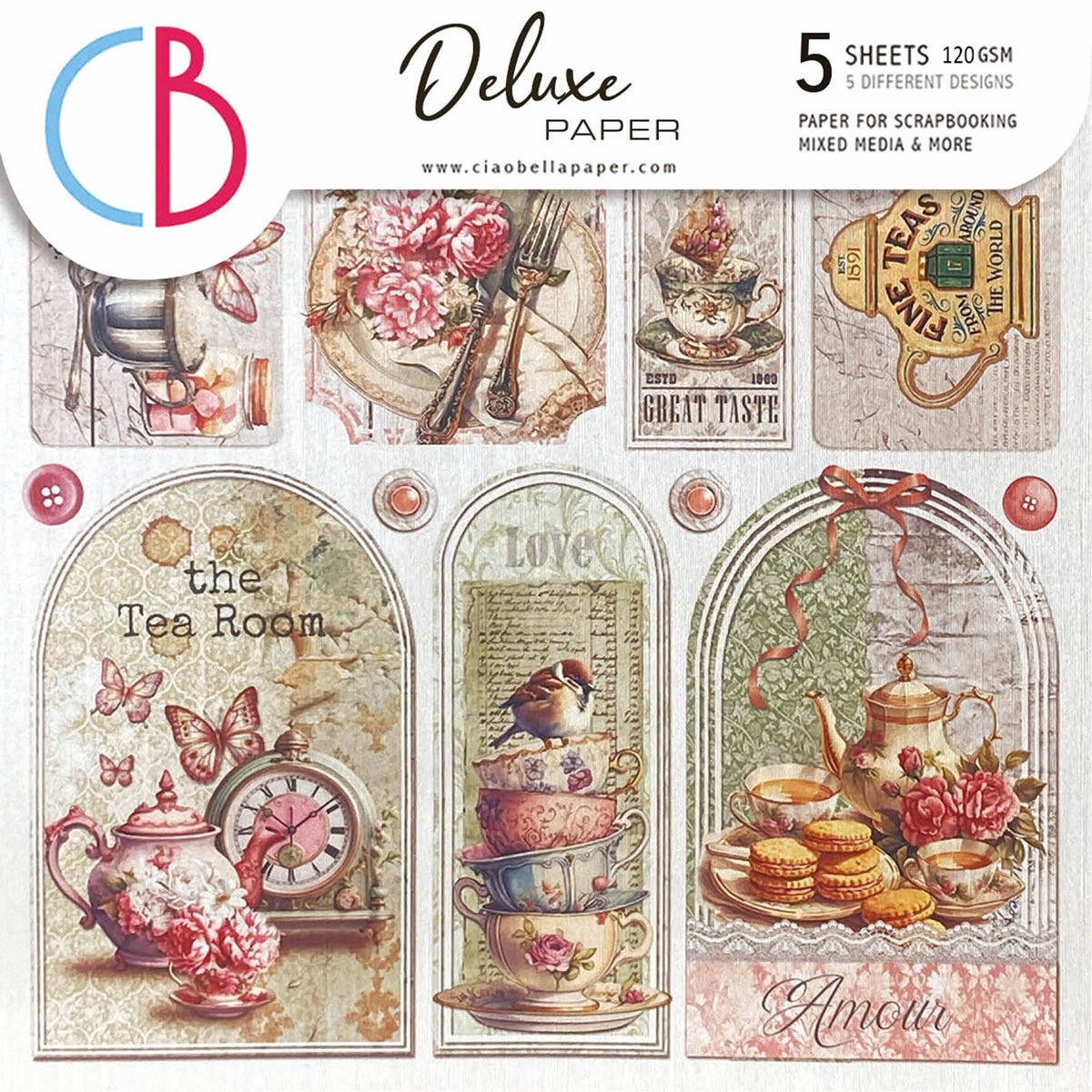 Deluxe Paper 15 x 15 cm - Pearl - Timeless Moments - 5 - pack - 1 - Ciao Bella - Tidformera