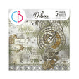 Deluxe Paper 15 x 15 cm - Silver - Wizard Academy - 5-pack från Ciao Bella. Framsidan av en förpackning med papper. Motiv med kugghjul. - Tidformera