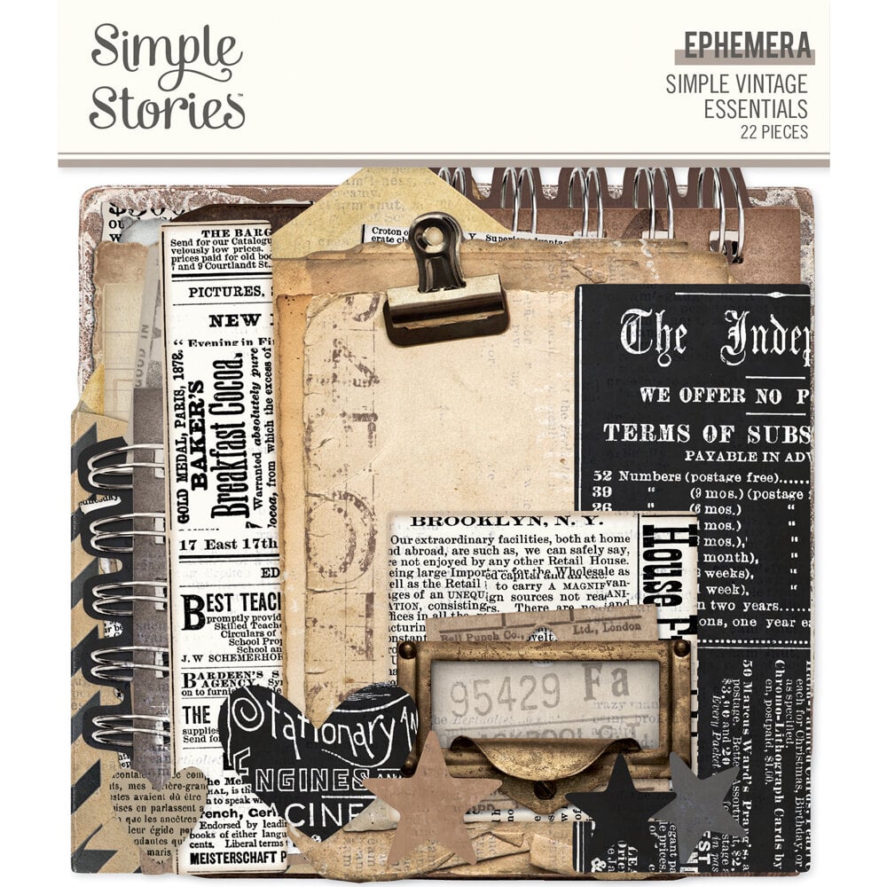 Die cut Simple Vintage Essentials Ephemera - 1 - Simple Stories - Tidformera