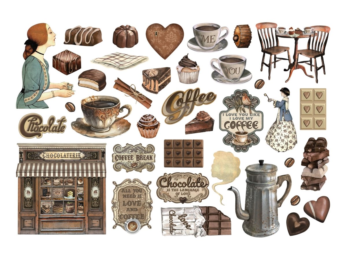 Die cuts Coffee and Chocolate Ephemera - Stamperia - Tidformera