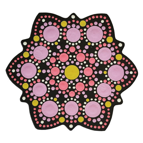 Dot Painting - Mdf - skiva och stencil - 10 cm - Anemone - 3 - Aladine - Tidformera