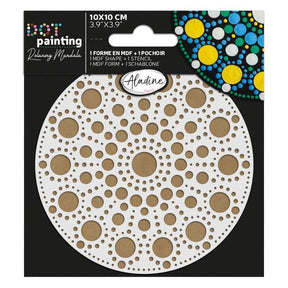Dot Painting - Mdf - skiva och stencil - 10 cm - Rond - 1 - Aladine - Tidformera