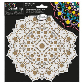 Dot Painting - Mdf - skiva och stencil - 20 cm - Soleil - 1 - Aladine - Tidformera