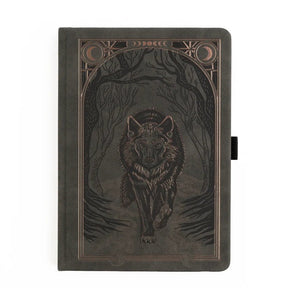 Dotted Notebook - Black dot grid - A5 - Wolf in the Night - 1 - Archer & Olive - Tidformera