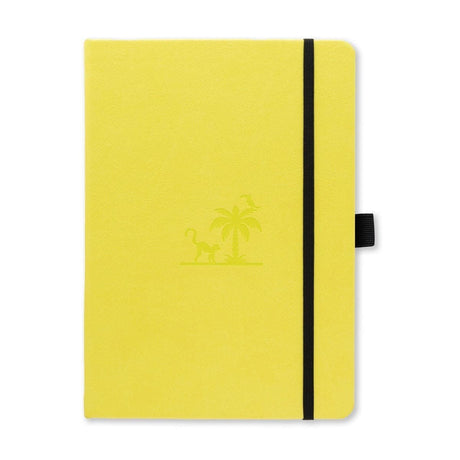 Dotted notebook Earth Collection - Lime Yasuni från Dingbats* - Limegrön anteckningsbok med en apa och palm på. Boken har svart gummiband för stängning samt pennhållare. - Tidformera