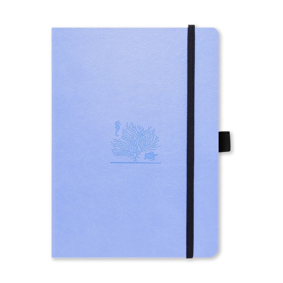 Dotted notebook Earth Collection - Sky Blue Great Barrier Reef från Dingbats* - Ljusblå anteckningsbok med svart gummiband för stängning samt pennhållare. - Tidformera