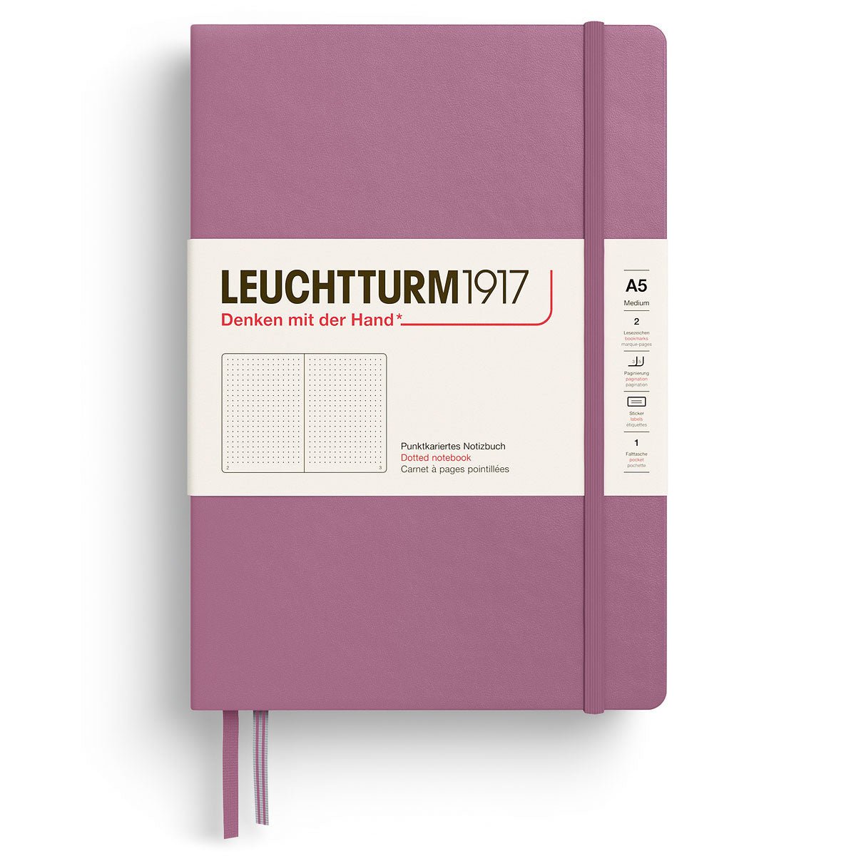 Dotted notebook Lt A5 Hård pärm Dusty Rose - Leuchtturm1917 - Tidformera