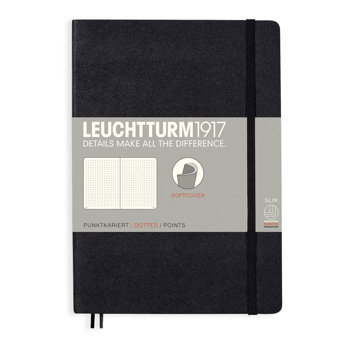 Dotted notebook Lt A5 Mjuk pärm Black - Leuchtturm1917 - Tidformera