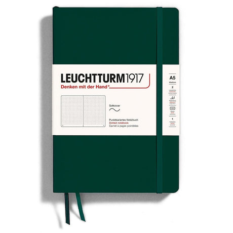 Dotted notebook Lt A5 Mjuk pärm Forest Green från Leuchtturm1917 - Mörkgrön anteckningsbok - Tidformera