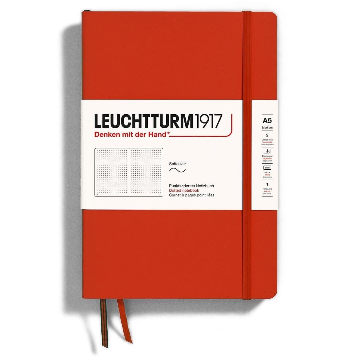 Dotted notebook Lt A5 Mjuk pärm Fox Red - Leuchtturm1917 - Tidformera