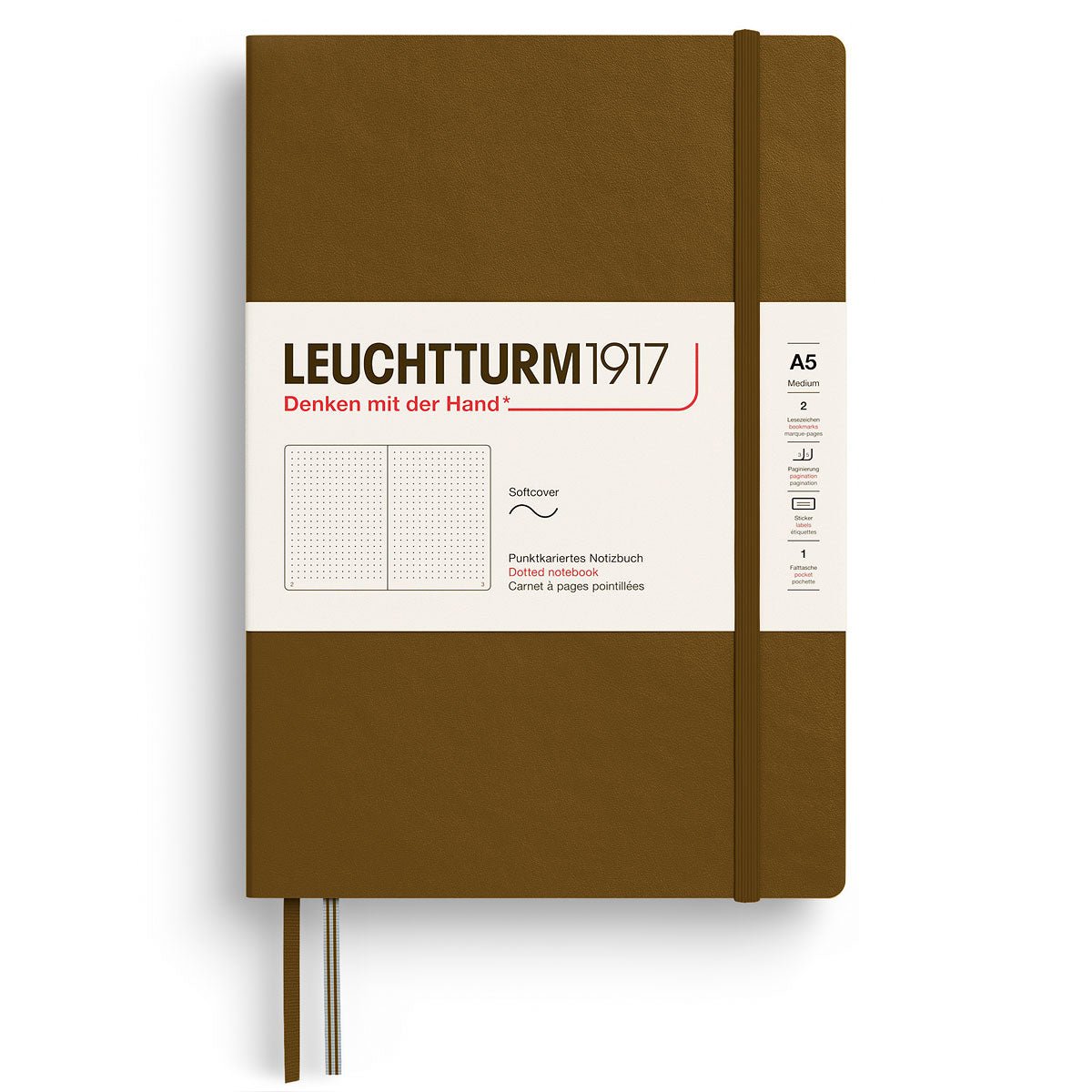 Dotted notebook Lt A5 Mjuk pärm Spicy Brown - Leuchtturm1917 - Tidformera