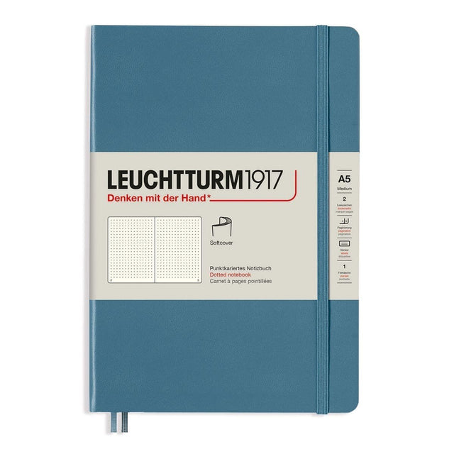 Dotted notebook Lt A5 Mjuk pärm Stone Blue - Leuchtturm1917 - Tidformera