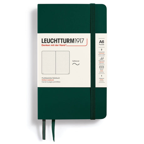 Dotted notebook Lt A6 Mjuk pärm Forest Green från Leuchtturm1917 - Mörkgrön anteckningsbok - Tidformera