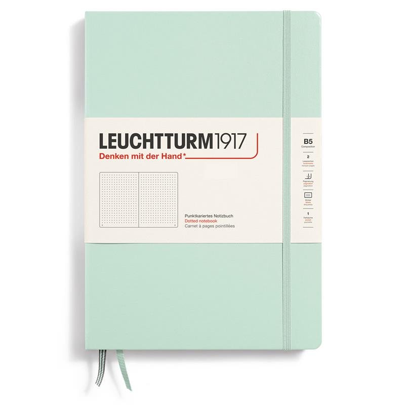 Dotted notebook Lt B5 Hård pärm Mint Green - Leuchtturm1917 - Tidformera