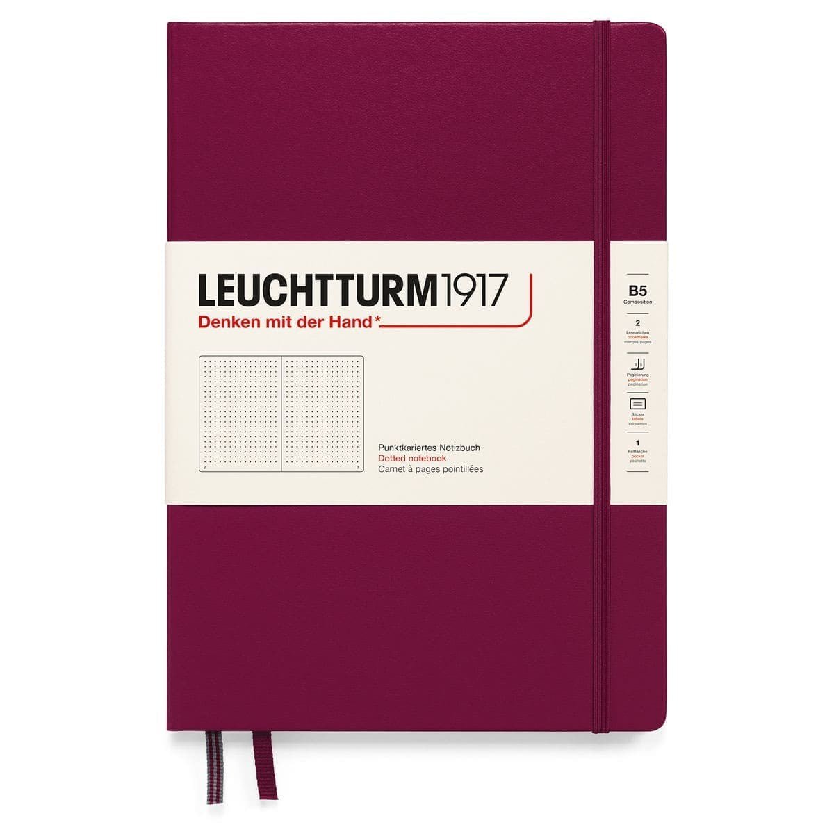 Dotted notebook Lt B5 Hård pärm Port Red - Leuchtturm1917 - Tidformera