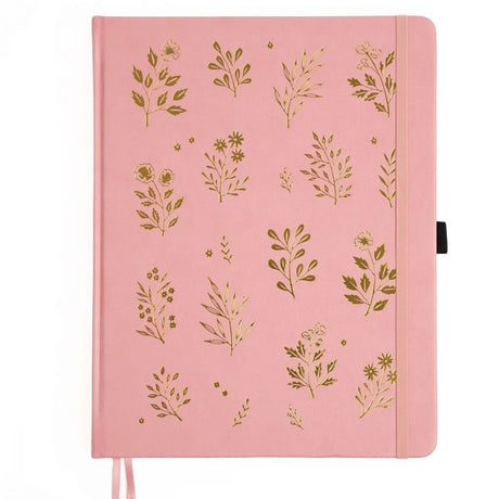 Rosa anteckningsbok med guldfärgat naturmotiv - Dotted Notebook Vernal Sunset B5 från Archer & Olive - Tidformera