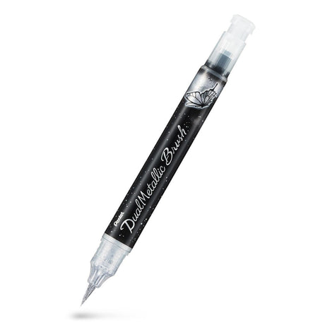 Dual Metallic Brush pen - Silver - Pentel - Tidformera