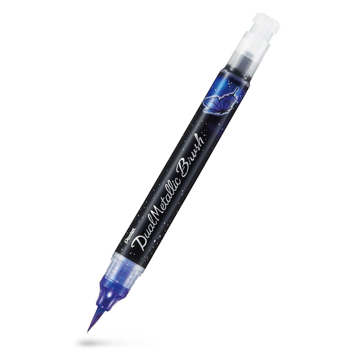 Dual Metallic Brush pen - Violet + Metallic Blue - 1 - Pentel - Tidformera