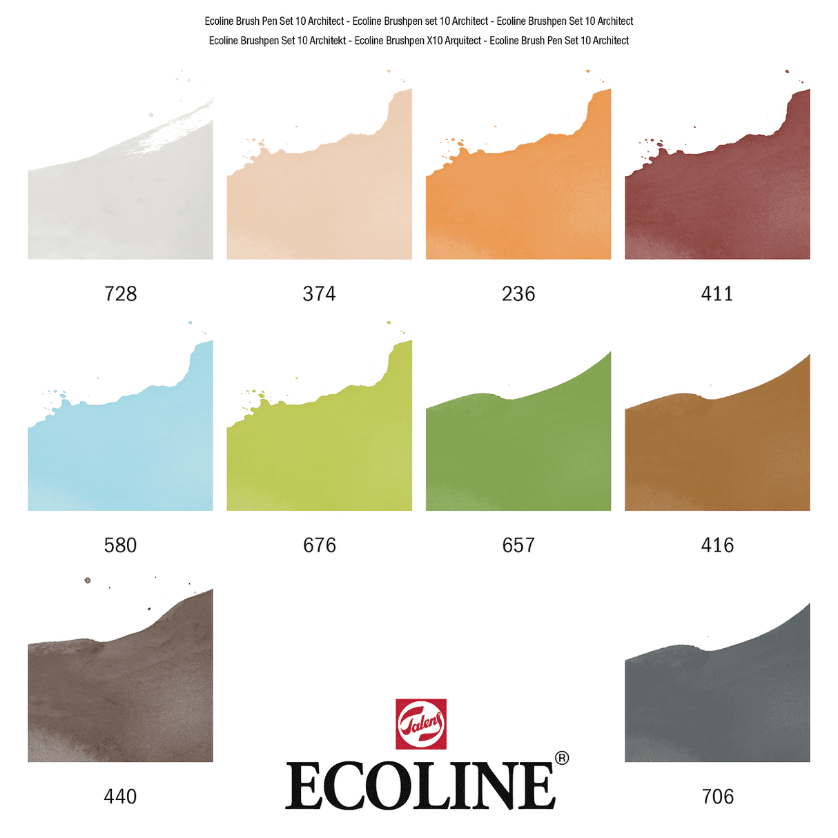 Ecoline Brush Pen 10-set - Architect - Royal Talens - Tidformera