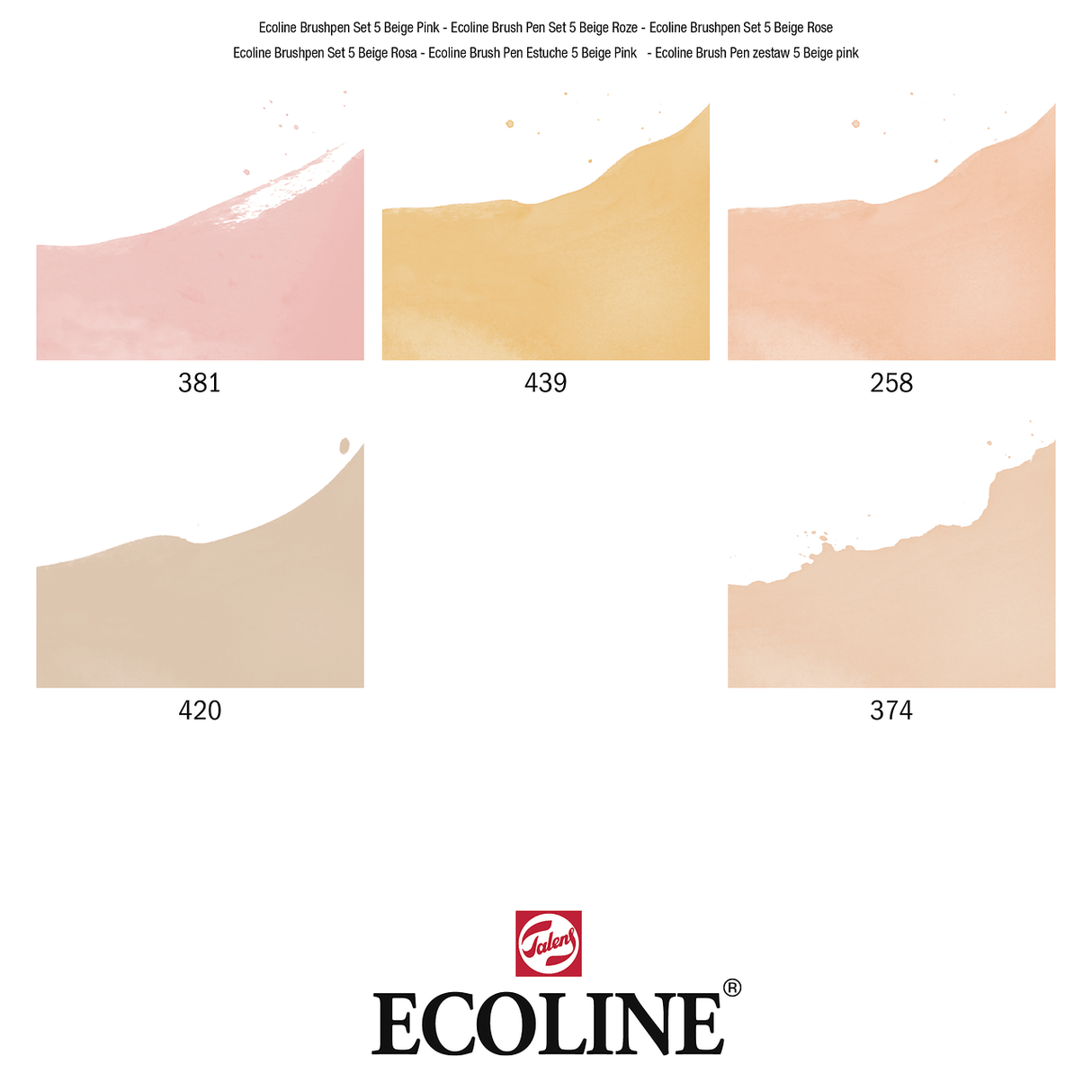 Ecoline Brush Pen 5-set - Beige Pink - Royal Talens - Tidformera