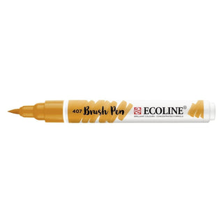 Ecoline Brush Pen - Deep ochre 407 från Royal Talens - Gulorange penselpenna utan lock - Tidformera