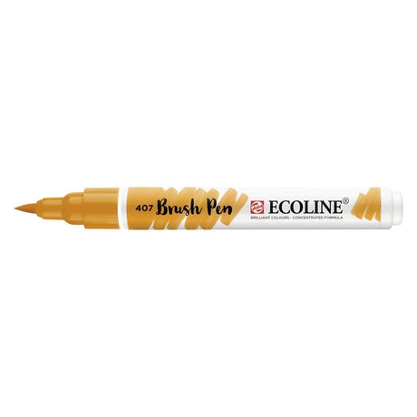 Ecoline Brush Pen - Deep ochre 407 från Royal Talens - Gulorange penselpenna utan lock - Tidformera