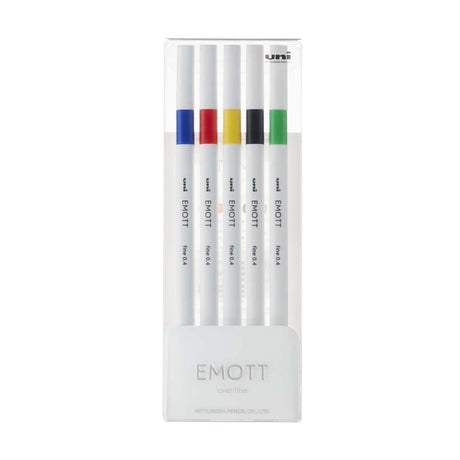 Emott ever fine Fineliner 5-set - No: 1 Vivid color - Uni Mitsubishi Pencil - Tidformera